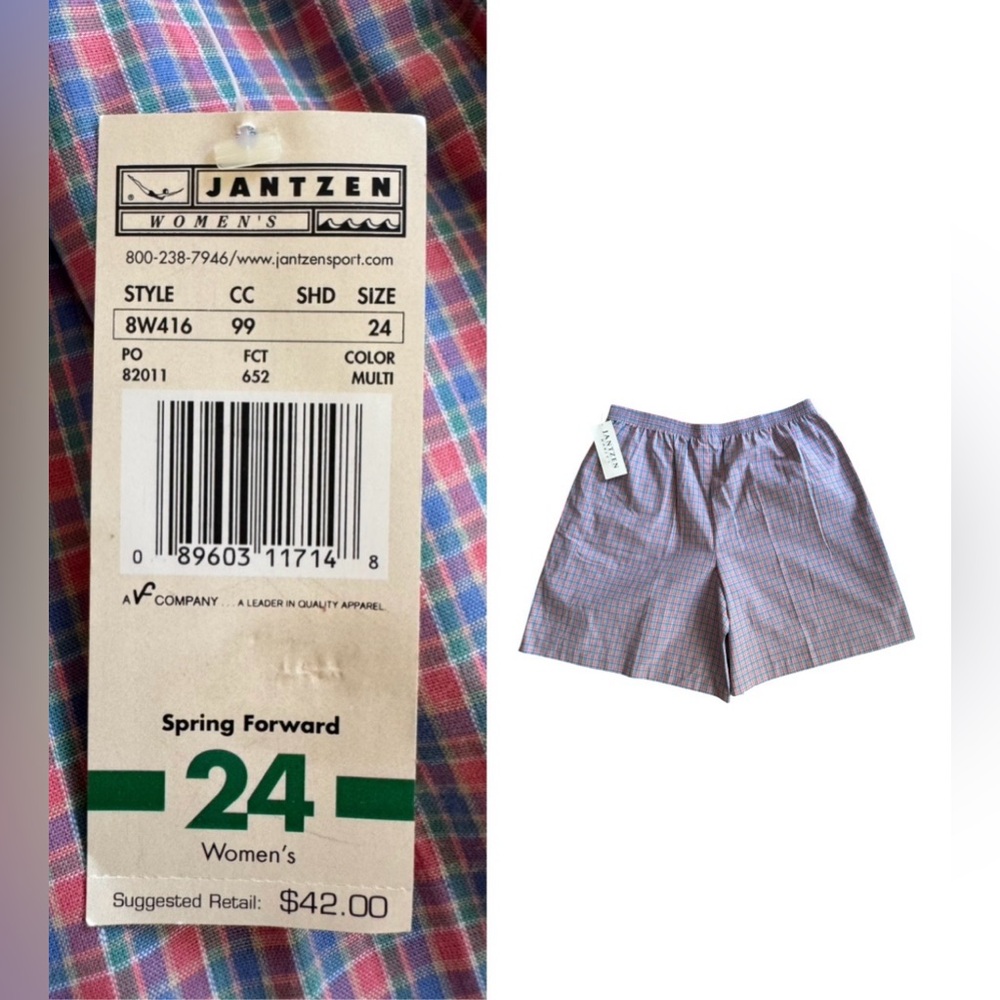 Vintage Jantzen Plaid Shorts Women’s size 24  Preppy 80s 90s Elastic Waist